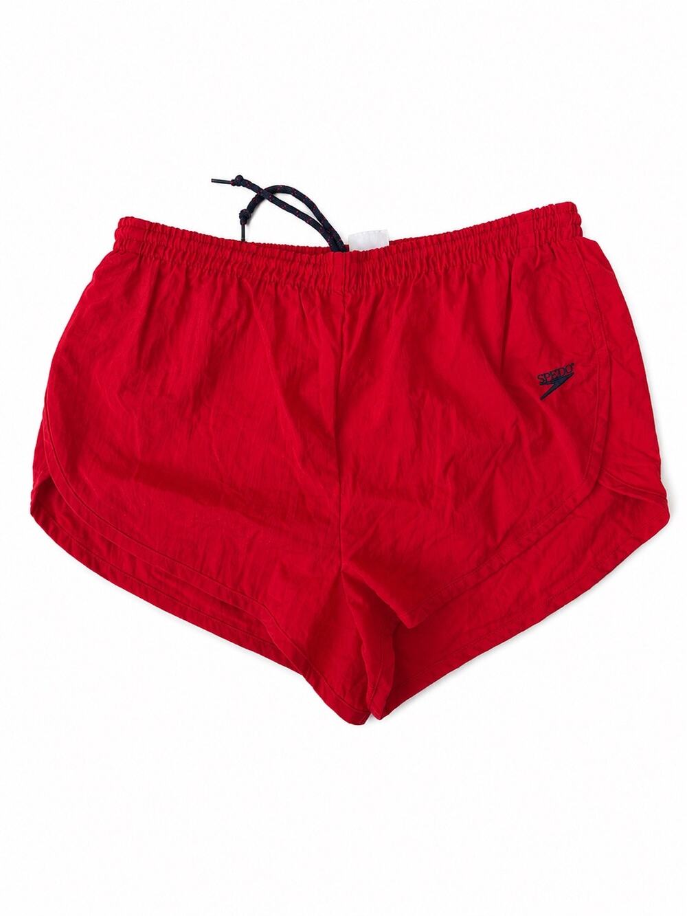 Vintage Speedo Shorts Red Nylon Dolphin Split Hem Lined 80s 90s
